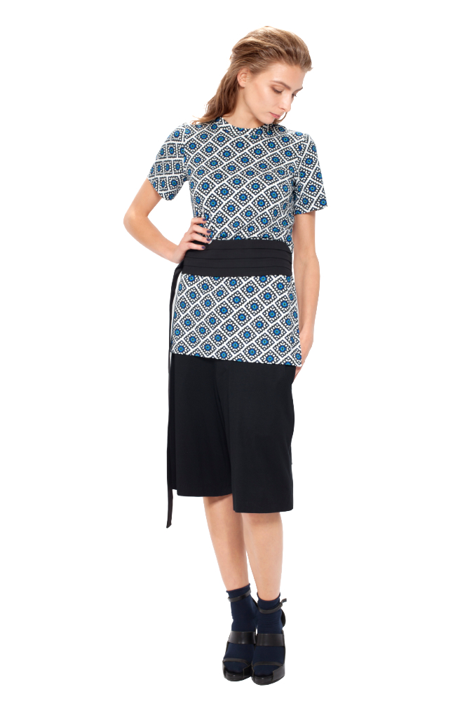 Flower Mosaic Basic T _ Blue + White _ Riachi Studio Collection 001 Flower Mosaic Basic T _ Blue + White _ Riachi Studio Collection 001