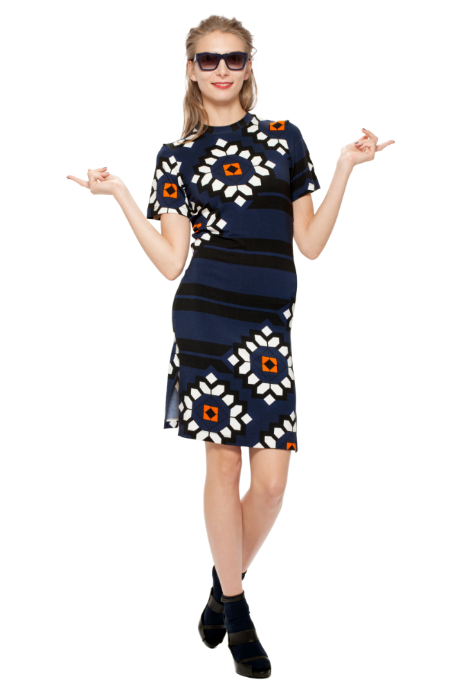 Flower Mosaic Dress _ Navy + White _ Riachi Studio Collection 001 Flower Mosaic Dress _ Navy + White _ Riachi Studio Collection 001
